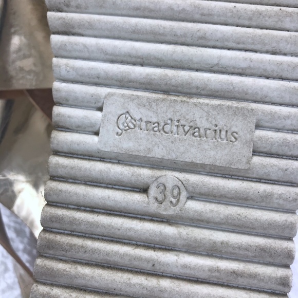 Stradivarius 39 Gold Metallic Espadrille Sandals - Picture 3 of 8